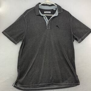 Tommy Bahama Men's Grey Striped Polo Shirt Size Medium